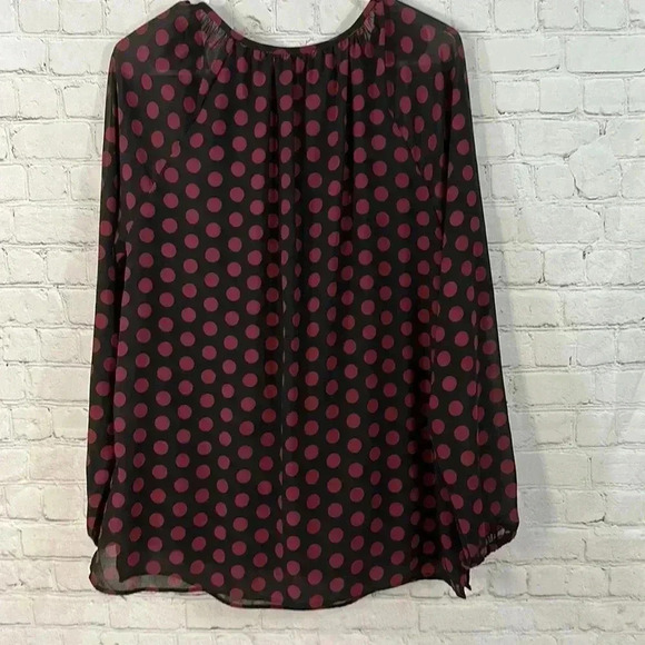 MICHAEL Michael Kors Polka Dot Burgundy/Black Blouse - Picture 2 of 5